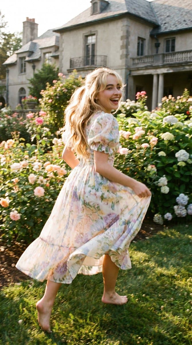 Social Media Post - Joyful Running in Countryside Garden